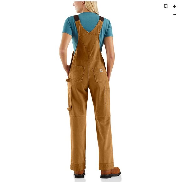 Carhartt Weathered Duck Wildwood Unlined Bib Overalls - Women's, size large - Picture 2 of 12